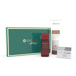 Chogan Gift Set Luxury Mixte 46 featuring a restructuring face cream, mixed luxury shower gel, and 50ml mixed luxury perfume elegantly packaged with a Peptilux cosmetic spatula